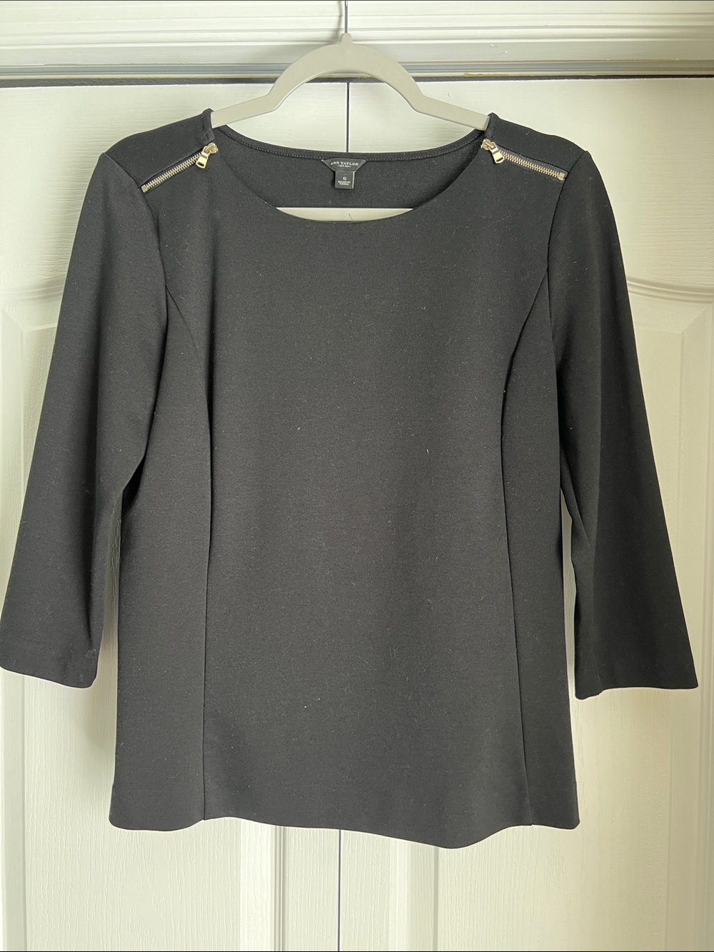 Ann Taylor Black Knit Top with Crew Neck